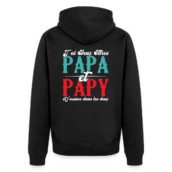 J'ai deux titres papa et papy - Veste à capuche bio Premium Unisexe - noir - Dos - Nico (187cm)