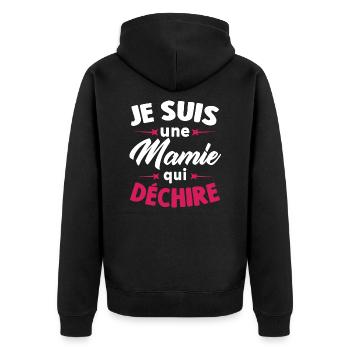 Je Suis Une Mamie Qui Déchire - Veste à capuche bio Premium Unisexe - noir - Dos - Nico (187cm)