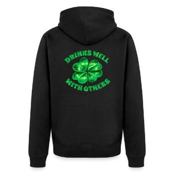 Drinks Well With Others St Patrick s Day Funny - Unisex Premium Organic Zip Hoodie - black - Back - Nico (187cm)