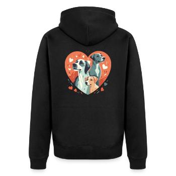 Liebe zu Hunden - Unisex Premium Bio Zip Hoodie - Schwarz - Hinten - Nico (187cm)