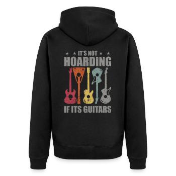 Es ist kein Horten, wenn es Gitarren sind - Unisex Premium Bio Zip Hoodie - Schwarz - Hinten - Nico (187cm)