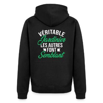 Véritable jardinier les autres font semblant - Veste à capuche bio Premium Unisexe - noir - Dos - Nico (187cm)