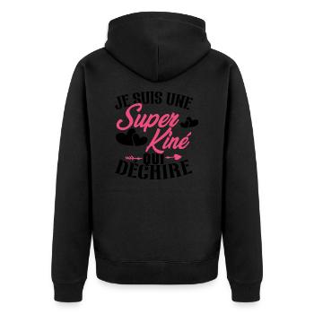Je suis une Super kiné qui déchire - Veste à capuche bio Premium Unisexe - noir - Dos - Nico (187cm)