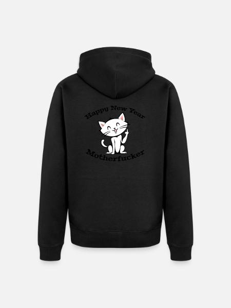 Happy New Year Cat - Unisex Premium Bio Zip Hoodie - Schwarz