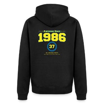 Awesome 1986 Shirt für Männer Frauen 37 Jahre alt 37th - Unisex Premium Bio Zip Hoodie - Schwarz - Hinten - Nico (187cm)