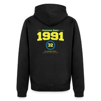 Super chemise 1991 pour hommes femmes 32 ans 32ème - Veste à capuche bio Premium Unisexe - noir - Dos - Nico (187cm)