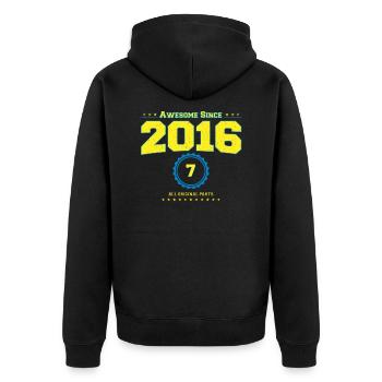 Super 2016 Shirt für Männer Frauen 7 Jahre alt 7th - Unisex Premium Bio Zip Hoodie - Schwarz - Hinten - Nico (187cm)