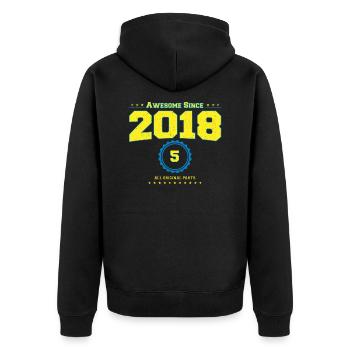 Super chemise 2018 pour hommes femmes 5 ans 5ème - Veste à capuche bio Premium Unisexe - noir - Dos - Nico (187cm)