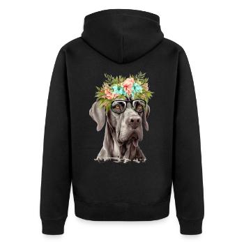 Deutsche Dogge mit Blumen - Unisex Premium Bio Zip Hoodie - Schwarz - Hinten - Nico (187cm)