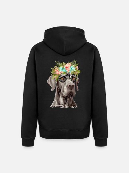 Deutsche Dogge mit Blumen - Unisex Premium Bio Zip Hoodie - Schwarz
