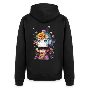 Niedlicher Roboter - Unisex Premium Bio Zip Hoodie - Schwarz - Hinten - Nico (187cm)