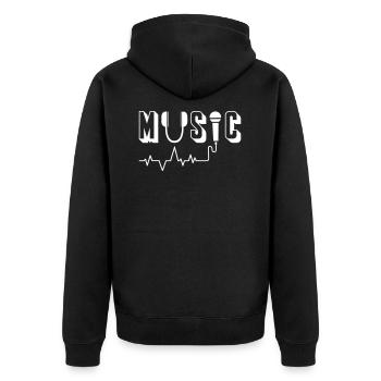 Music Addict - Unisex Premium Bio Zip Hoodie - Schwarz - Hinten - Nico (187cm)