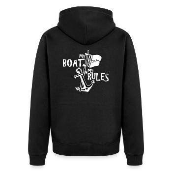 MY BOAT MY RULES CAPTAIN - Unisex Premium Organic Zip Hoodie - black - Back - Nico (187cm)