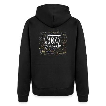 55th Birthday Square Root of 3025: 55 Years Old - Unisex Premium Organic Zip Hoodie - black - Back - Nico (187cm)