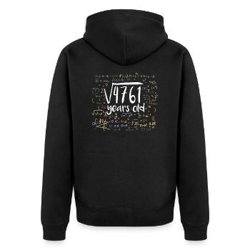 69. Geburtstag Quadratwurzel von 4761: 69 Jahre alt - Unisex Premium Bio Zip Hoodie - Schwarz - Hinten - Nico (187cm)