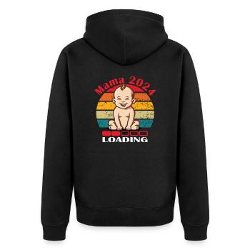 Mama 2024 Loading - Unisex Premium Bio Zip Hoodie - Schwarz - Hinten - Nico (187cm)