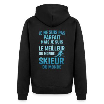 Le meilleur skieur du monde Ski Montagne Skieur - Veste à capuche bio Premium Unisexe - noir - Dos - Nico (187cm)