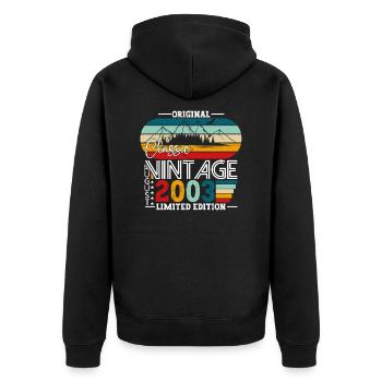 Born 2003 19th birthday gift August Fun - Unisex Premium Organic Zip Hoodie - black - Back - Nico (187cm)