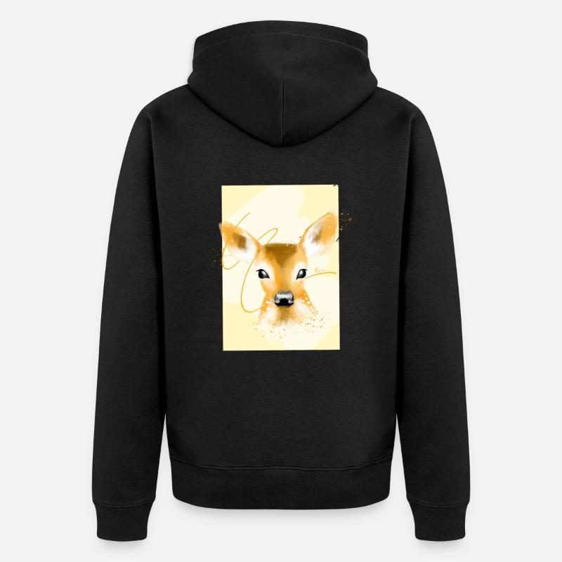 faon mignon, dessin - Veste à capuche bio Premium Unisexe - noir