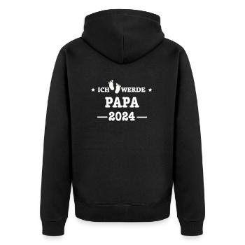 Papa 2024 loading -Für werdende Papas - Unisex Premium Bio Zip Hoodie - Schwarz - Hinten - Nico (187cm)