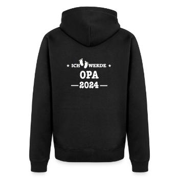 Ich werde Opa 2024 - Babyfüsse mit Loading Screen - Unisex Premium Bio Zip Hoodie - Schwarz - Hinten - Nico (187cm)