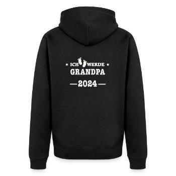 Ich werde Opa 2024 - Babyfüsse mit Loading Screen - Unisex Premium Bio Zip Hoodie - Schwarz - Hinten - Nico (187cm)