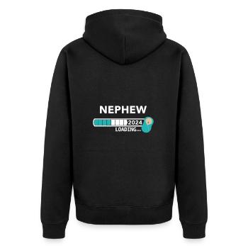 I'll be an aunt in 2024 / Aunt-to-be in 2024 - Unisex Premium Organic Zip Hoodie - black - Back - Nico (187cm)