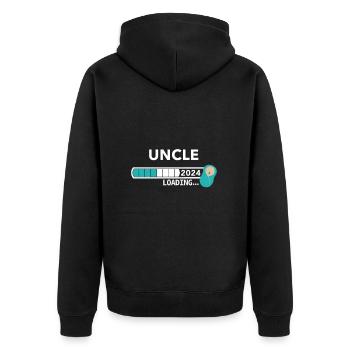 Ich werde Onkel 2024/ Werdender Onkel 2024 - Unisex Premium Bio Zip Hoodie - Schwarz - Hinten - Nico (187cm)