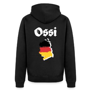 Ossi DDR Ostdeutschland - Unisex Premium Bio Zip Hoodie - Schwarz - Hinten - Nico (187cm)