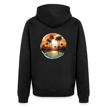 Beach Scene 2 - Unisex Premium Bio Zip Hoodie - Schwarz - Hinten - Nico (187cm)