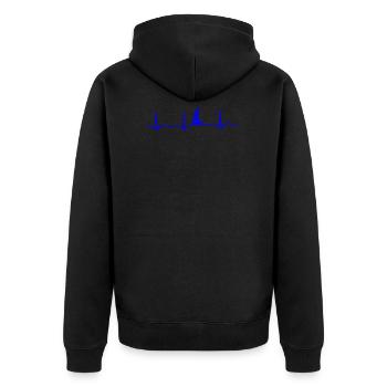 ECG HEART BOAT SAILING SHIP YACHT Blue - Unisex Premium Organic Zip Hoodie - black - Back - Nico (187cm)