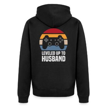 Leveled up To Husband Hochzeit Heirat Gaming Gamer - Unisex Premium Bio Zip Hoodie - Schwarz - Hinten - Nico (187cm)
