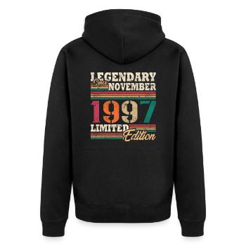 Légendaire novembre 1997 édition limitée - Veste à capuche bio Premium Unisexe - noir - Dos - Nico (187cm)