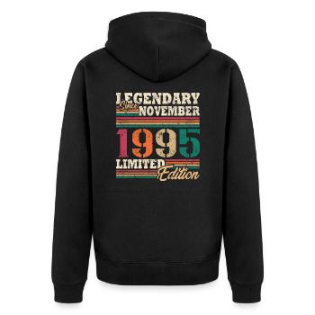 Légendaire novembre 1995 édition limitée - Veste à capuche bio Premium Unisexe - noir - Dos - Nico (187cm)