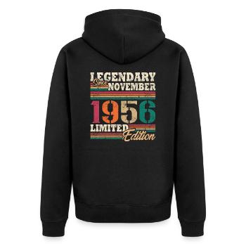 Légendaire novembre 1956 édition limitée - Veste à capuche bio Premium Unisexe - noir - Dos - Nico (187cm)