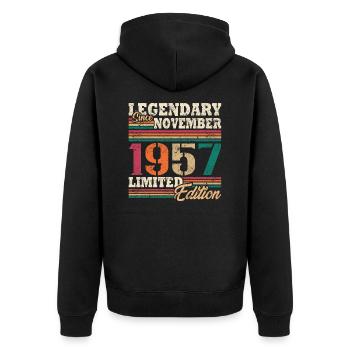Légendaire novembre 1957 édition limitée - Veste à capuche bio Premium Unisexe - noir - Dos - Nico (187cm)