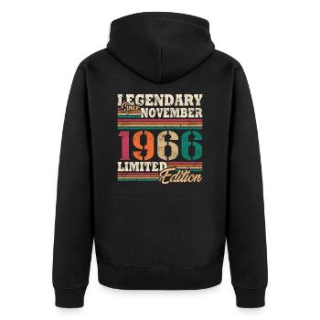 Légendaire novembre 1966 édition limitée - Veste à capuche bio Premium Unisexe - noir - Dos - Nico (187cm)