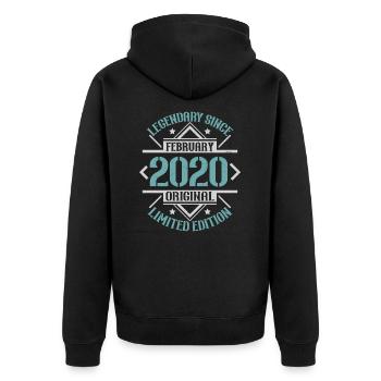 Legendär seit Januar 2020 limitierte Edition - Unisex Premium Bio Zip Hoodie - Schwarz - Hinten - Nico (187cm)