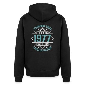 Legendär seit Februar 1977 limitierte Auflage - Unisex Premium Bio Zip Hoodie - Schwarz - Hinten - Nico (187cm)
