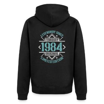 Legendär seit Februar 1984 limitierte Auflage - Unisex Premium Bio Zip Hoodie - Schwarz - Hinten - Nico (187cm)