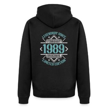 Legendary since February 1989 limited edition - Unisex Premium Organic Zip Hoodie - black - Back - Nico (187cm)