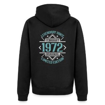 Legendär seit Februar 1972 Limited Edition - Unisex Premium Bio Zip Hoodie - Schwarz - Hinten - Nico (187cm)
