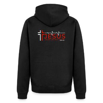 Jesus Christus Bibelvers Weg Wahrheit Leben Christ - Unisex Premium Bio Zip Hoodie - Schwarz - Hinten - Nico (187cm)