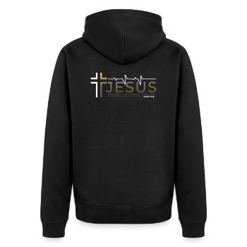 Jesus Christus Bibelvers Weg Wahrheit Leben Christ - Unisex Premium Bio Zip Hoodie - Schwarz - Hinten - Nico (187cm)