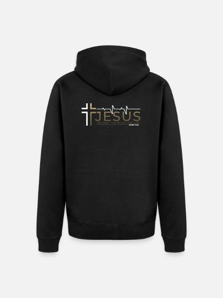 Jesucristo Biblia Verso Camino Verdad Vida Cristiana - Chaqueta con capucha prémium ecológica unisex - negro
