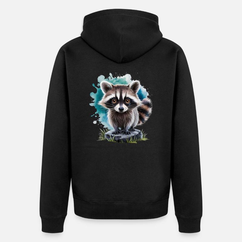 Süßer Waschbär - Unisex Premium Bio Zip Hoodie - Schwarz