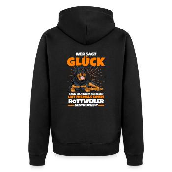 Rottweiler Züchter Hunde Rottweiler - Unisex Premium Bio Zip Hoodie - Schwarz - Hinten - Nico (187cm)