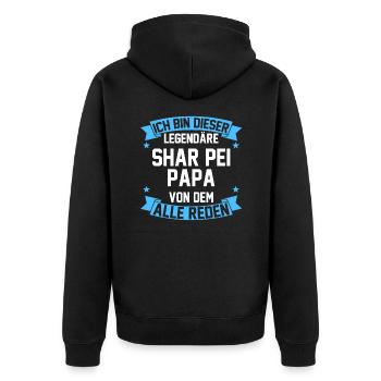 Shar Peipapa Shar Pei Papa - Unisex Premium Bio Zip Hoodie - Schwarz - Hinten - Nico (187cm)
