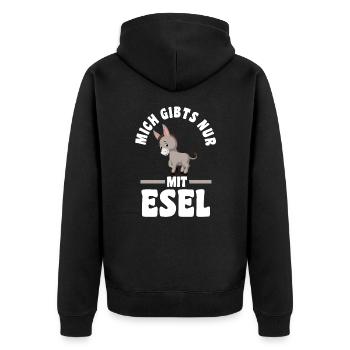Mich gibt’s nur mit Esel - Unisex Premium Bio Zip Hoodie - Schwarz - Hinten - Nico (187cm)