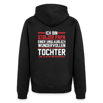 Papa Vater Vatertag Tochter - Unisex Premium Bio Zip Hoodie - Schwarz - Hinten - Nico (187cm)